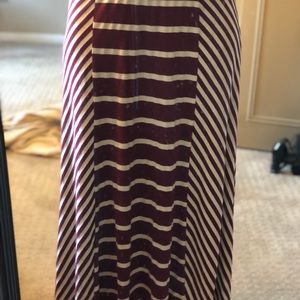 Maroon and White striped maxi shirt